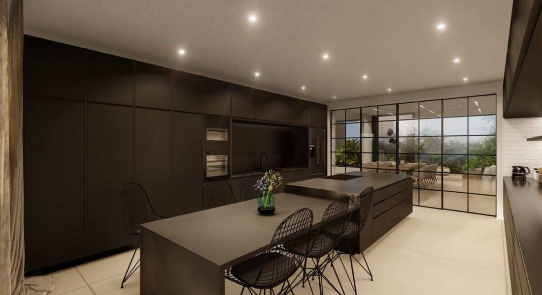 cocina-negra-soleii-residencias-de-lujo-en-playacar