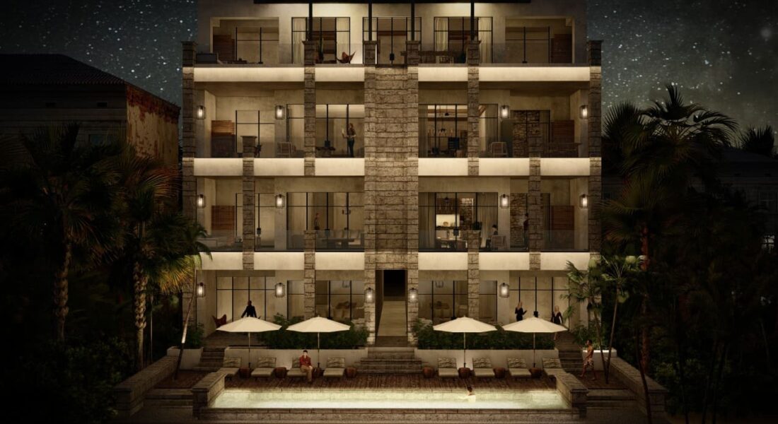 fachada-alberca-noche-cielo-maya-puerto-aventuras