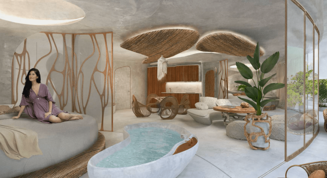 bedroom with jacuzzi Azulik residences tulum